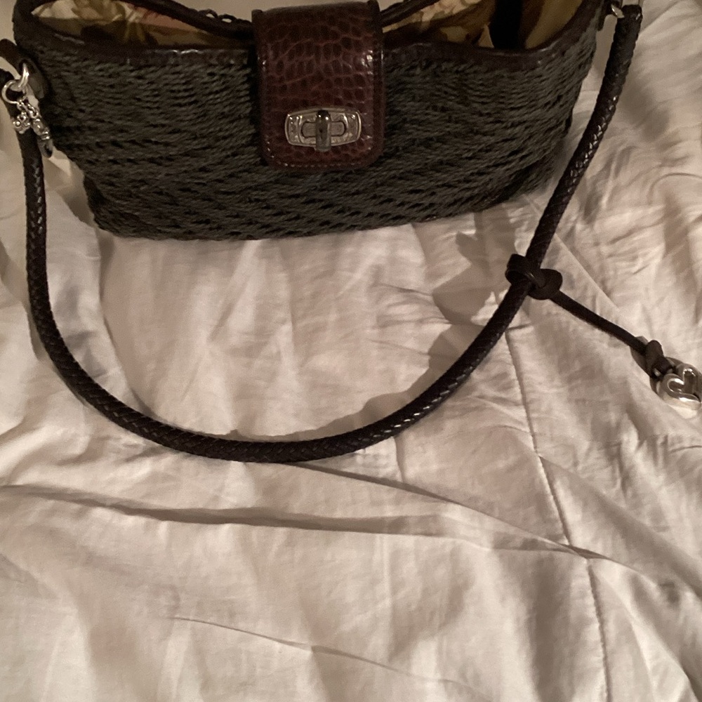Brighton Black and Brown Woven Shoulder Bag
